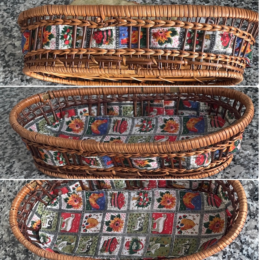 Woven Wicker Basket with Colorful Fabric Lining